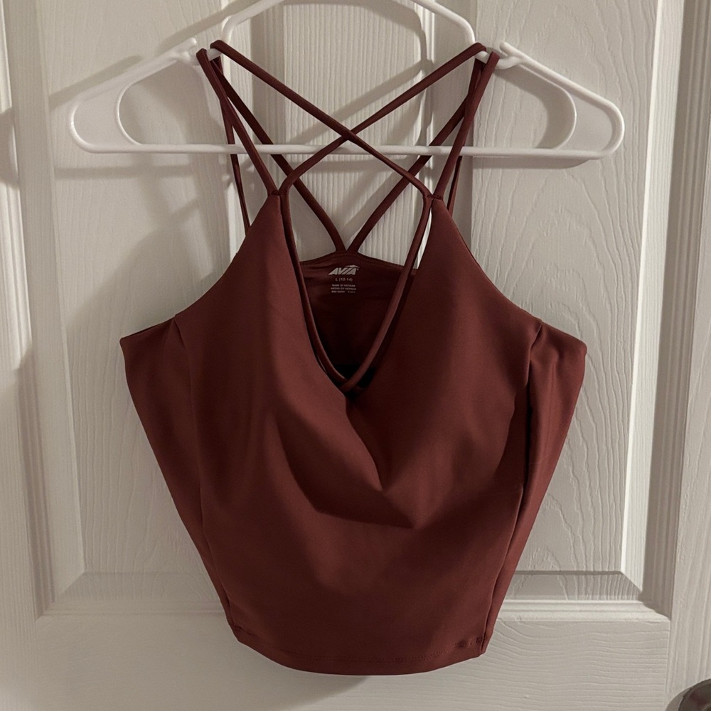Avia Strappy V-Neck Cami in Brick Red